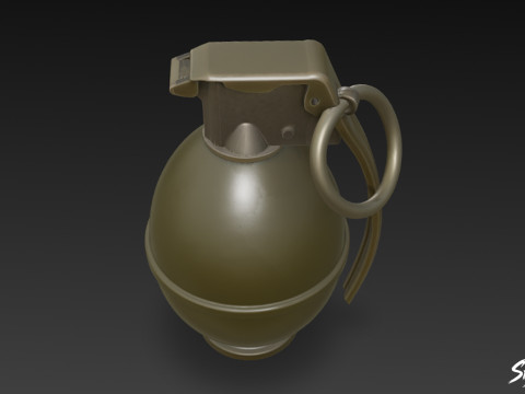Grenade Olive 02 3D Model