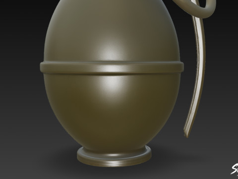Grenade Olive 02 3D Model