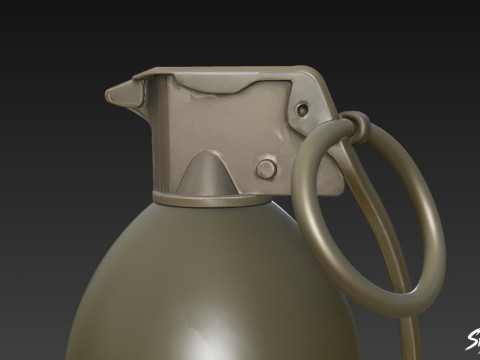 Grenade Olive 02 3D Model