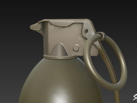 Grenade Olive 02 3D Model