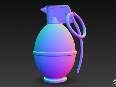 Grenade Olive 02 3D Model