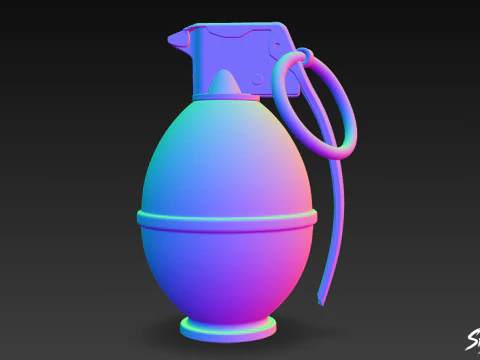Grenade Olive 02 3D Model
