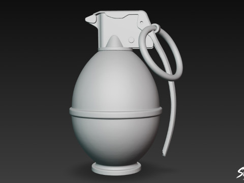 Grenade Olive 02 3D Model
