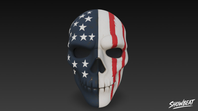 Маска-череп с американским флагом 3D Модель .c4d .max .obj .3ds .fbx .stl .blend