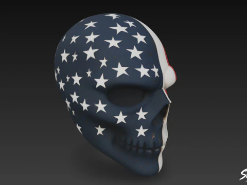 American Flag Skull Mask 3D Model