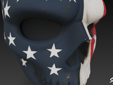 Маска-череп с американским флагом 3D Модель