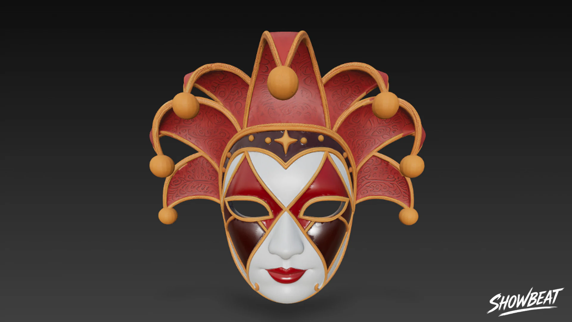 Jester Mask 3D Model .c4d .max .obj .3ds .fbx .stl .blend 