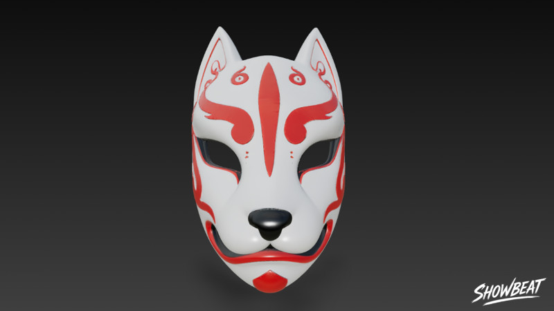 Máscara Kitsune Modelo 3D .c4d .max .obj .3ds .fbx .stl .blend