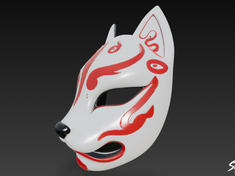 Máscara Kitsune Modelo 3D