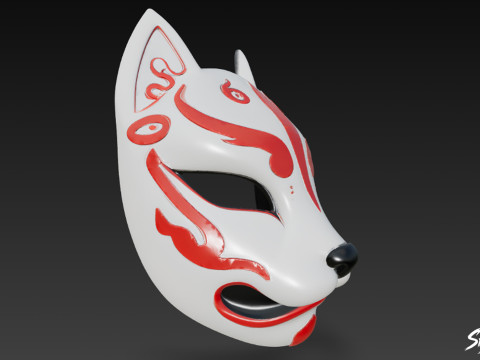 Máscara Kitsune Modelo 3D