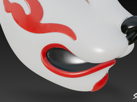 Máscara Kitsune Modelo 3D