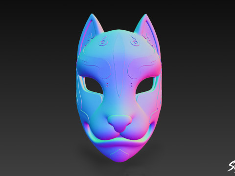 Máscara Kitsune Modelo 3D