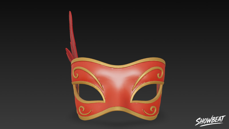 Máscara de mascarada de plumas rojas Modelo 3D .c4d .max .obj .3ds .fbx .stl .blend