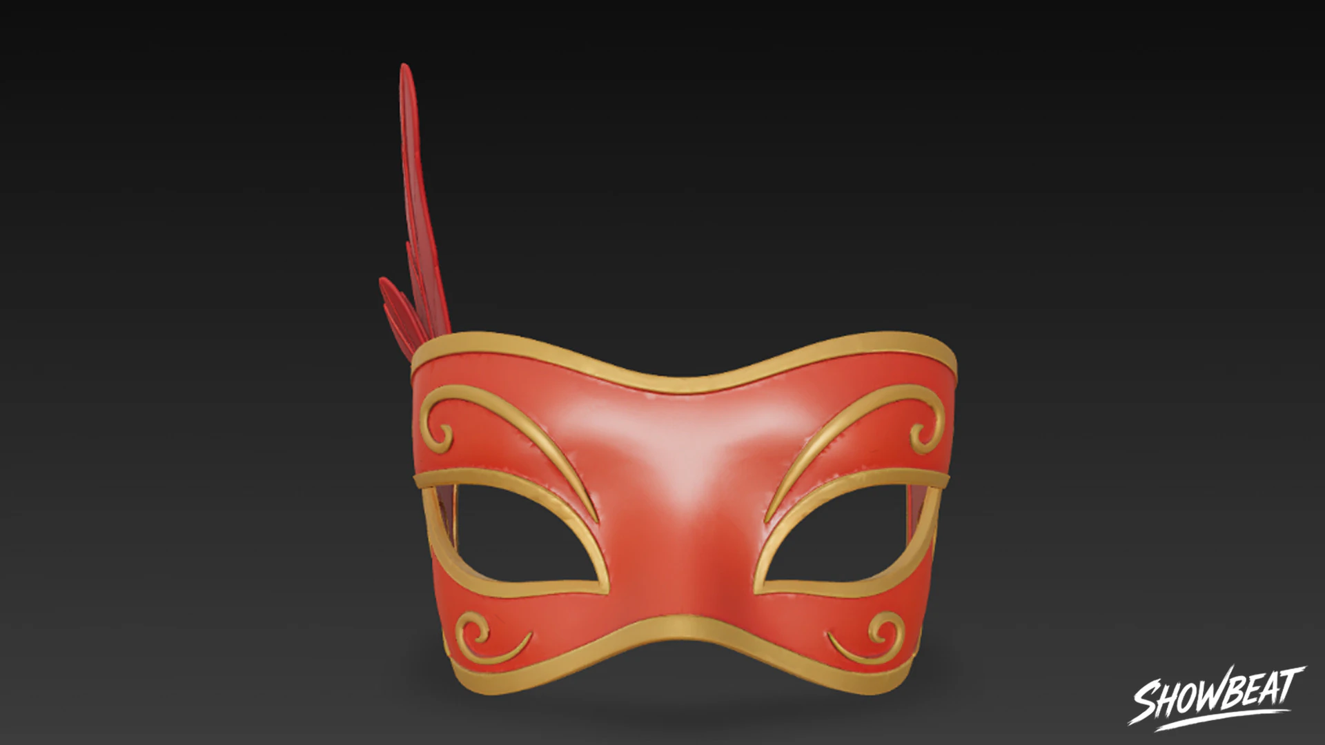 Red Feather Masquerade Mask 3D Model .c4d .max .obj .3ds .fbx .stl .blend