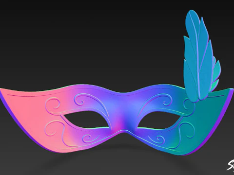 Red Feather Masquerade Mask 3D Model