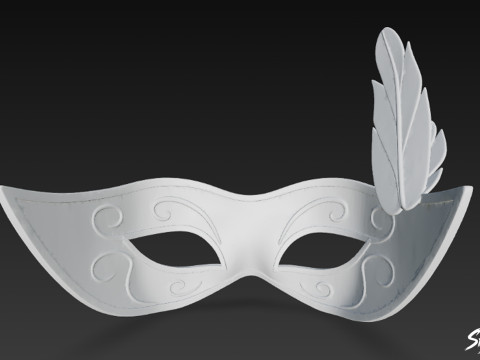 Máscara de mascarada de plumas rojas Modelo 3D