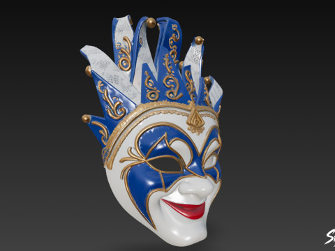 Masque de bouffon vénitien Modèle 3D