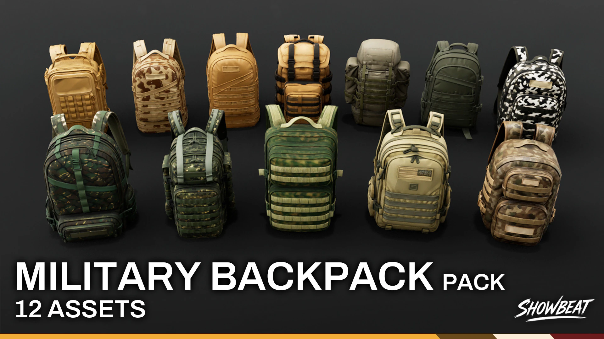 Sac &agrave; dos militaire Modèle 3D .c4d .max .obj .3ds .fbx .stl .blend 