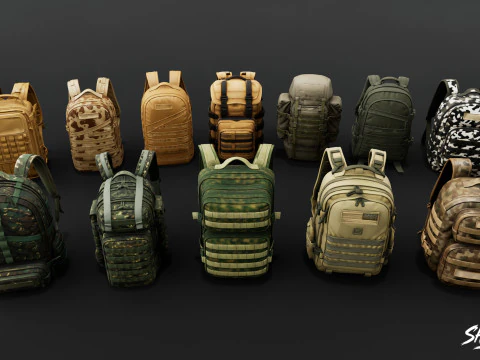 Sac &agrave; dos militaire Modèle 3D