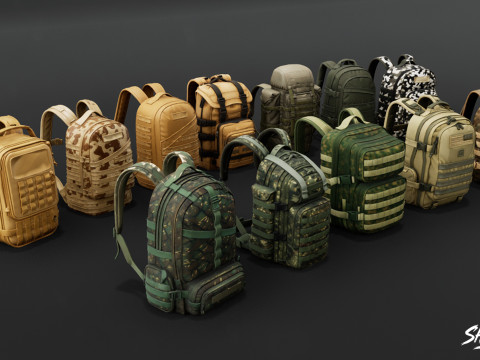 ミリタリーバックパックパック 3Dモデル
