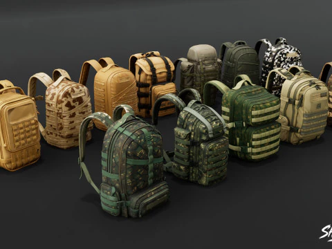 Sac &agrave; dos militaire Modèle 3D