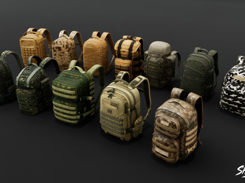 ミリタリーバックパックパック 3Dモデル