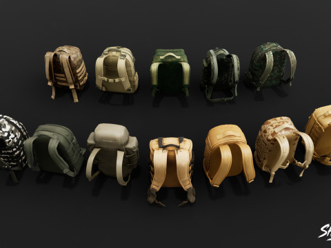 ミリタリーバックパックパック 3Dモデル