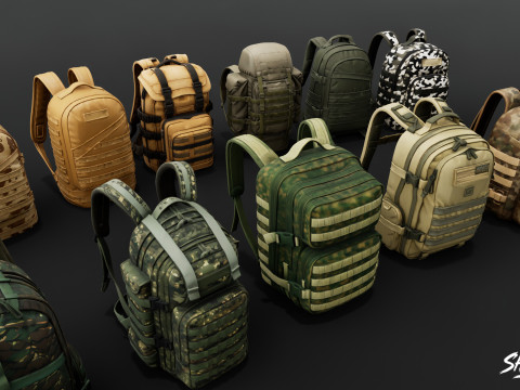 ミリタリーバックパックパック 3Dモデル