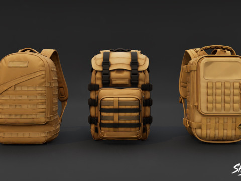 ミリタリーバックパックパック 3Dモデル