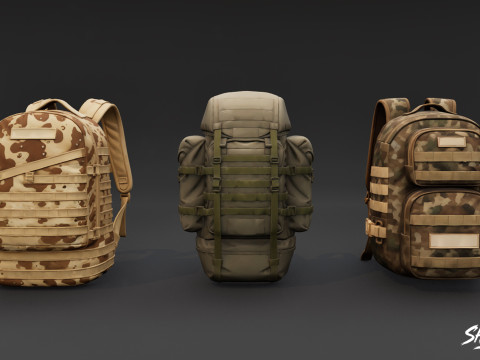 ミリタリーバックパックパック 3Dモデル