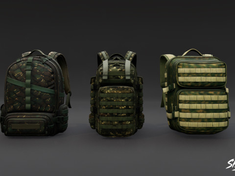 ミリタリーバックパックパック 3Dモデル