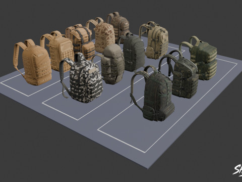 ミリタリーバックパックパック 3Dモデル