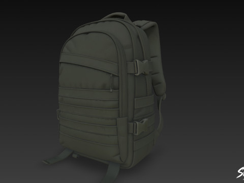Черный тактический рюкзак 3D Модель