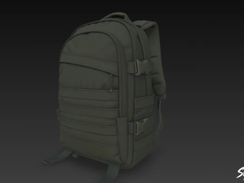 Black Tactical Backpack 3D Model
