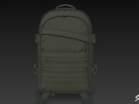 Черный тактический рюкзак 3D Модель