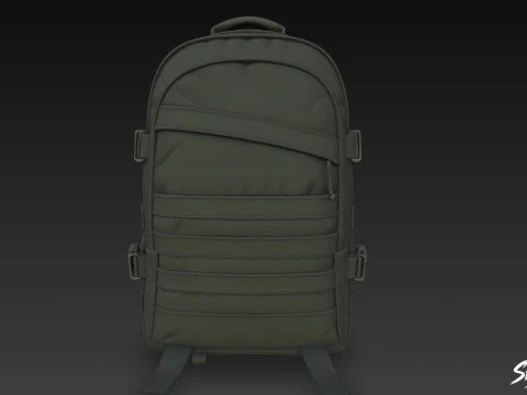 Black Tactical Backpack 3D Model
