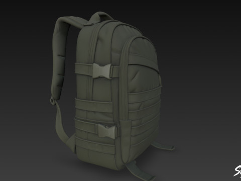 Черный тактический рюкзак 3D Модель