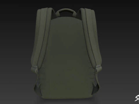 Black Tactical Backpack 3D Model