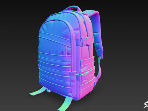 Black Tactical Backpack 3D Model