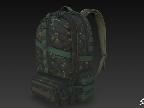 Лісовий камуфляжний рюкзак 3D Модель