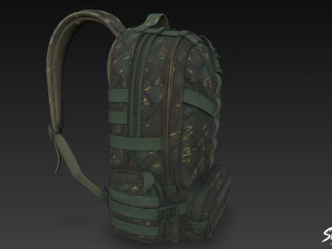 Лісовий камуфляжний рюкзак 3D Модель