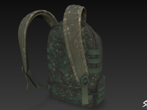 Лісовий камуфляжний рюкзак 3D Модель