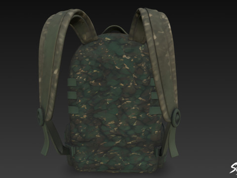 Лісовий камуфляжний рюкзак 3D Модель