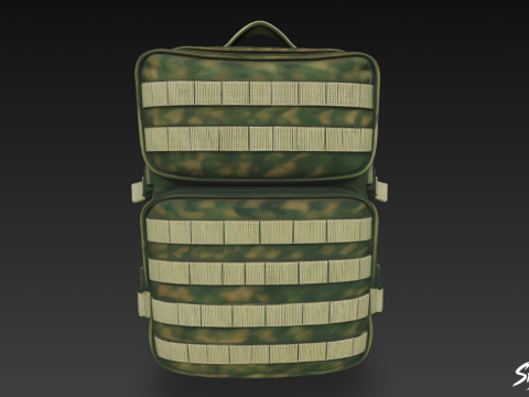 Ransel Taktis Kamuflase Hijau Model 3D