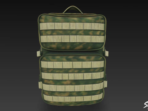Green Camo Tactical Backpack 3D Model