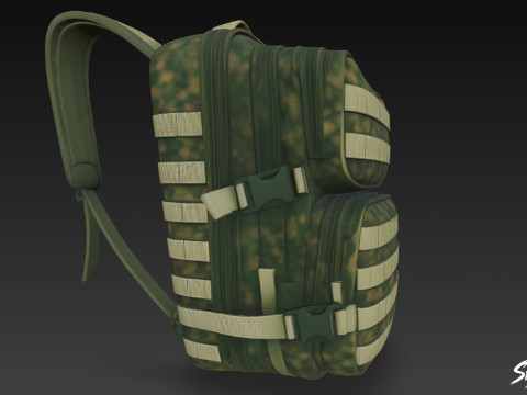 Ransel Taktis Kamuflase Hijau Model 3D