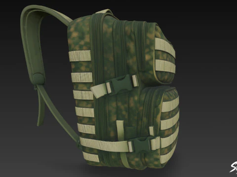 Green Camo Tactical Backpack 3D Model