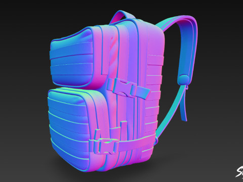 Ransel Taktis Kamuflase Hijau Model 3D