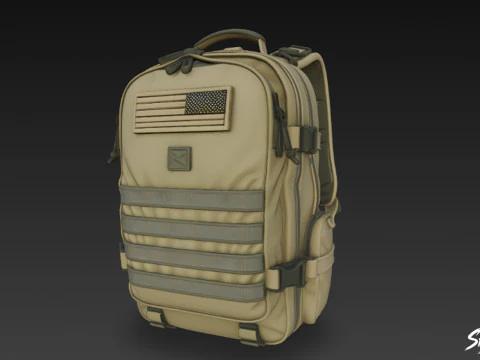 Olive Assault Backpack 3D Model