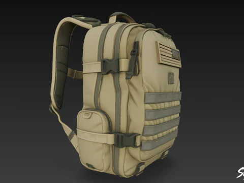 Olive Assault Backpack 3D Model